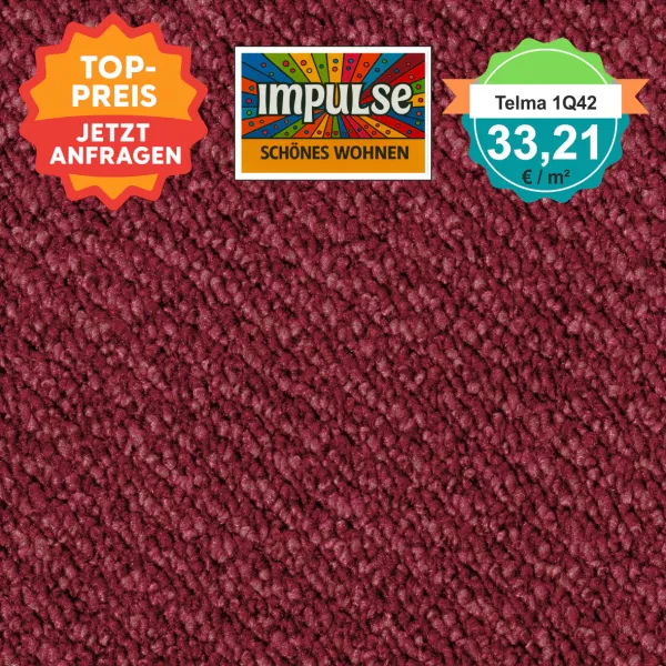 Quadratisches Bild vom Vorwerk Telma Teppichboden in rot